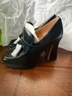 Sam Edelman Black Chunky Block Heel Loafer Pumps